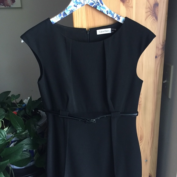 Calvin Klein Belted Cap Sleeve Sheath Dress, 4 - Picture 3 of 8